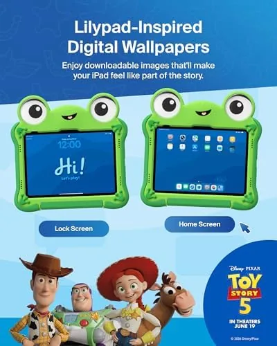 Another view of the Belkin Disney Pixar Toy Story 5 Lilypad iPad A16 Kids