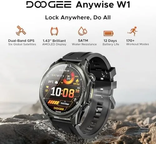 Close look at the Anywise W1 GPS Smart Watches for Men, 6 Satellite Positioning build quality