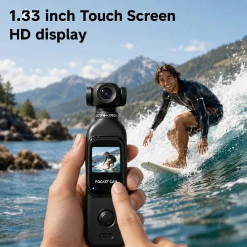 Detail shot of the JETO 1080P Vlogging Camera with Rotating Lens, WiFi App Control features