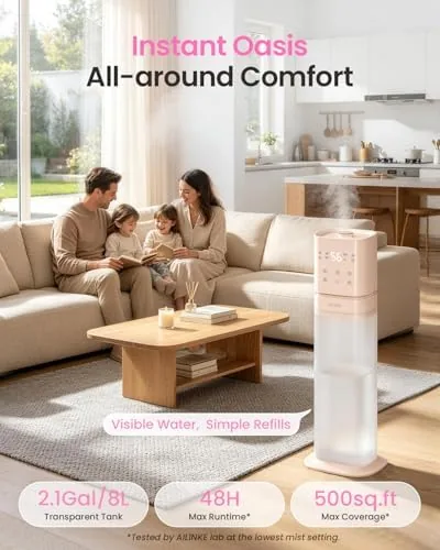 Close look at the Humidifiers for Bedroom 2.1Gal/8L, Smart Humidifier for Large Room, Cool build quality