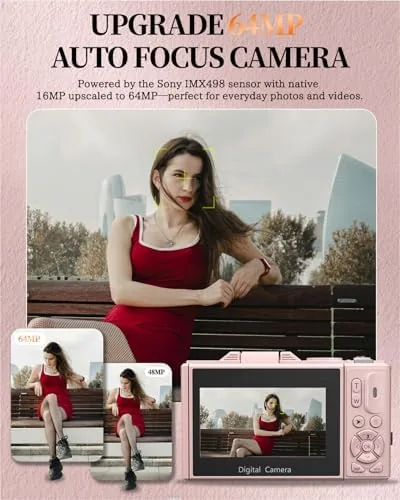 The camera recording a vlog with the flip screen showing a selfie viewfinder