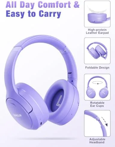 Another view of the RUNOLIM Active Noise Cancelling Headphones, Wireless Bluetooth Over Ear |
