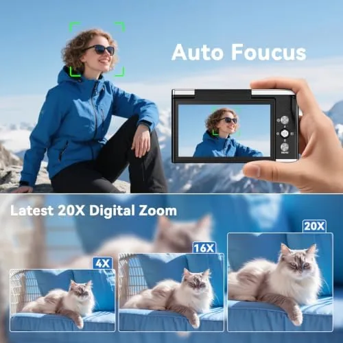 The 8K camera next to a smartphone and a mirrorless camera for comparison
