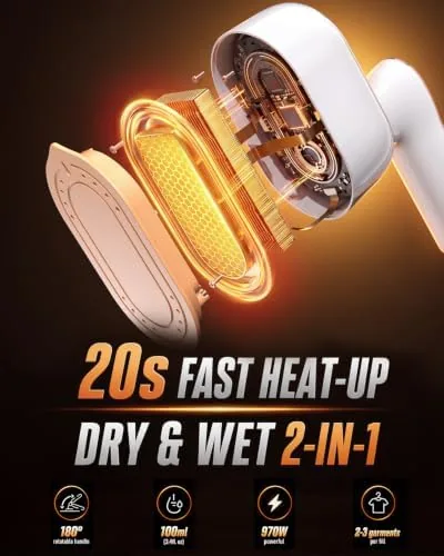 Close look at the Steamer for Clothes, Handheld Portable Iron Steamer, 2-in-1 Dry & build quality
