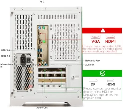 The white tower compared next to an integrated graphics prebuilt and a higher end gaming tower