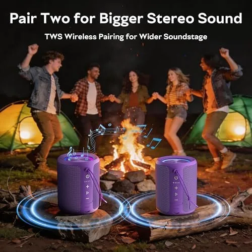 The speaker playing music beside a pool with water splashing nearby