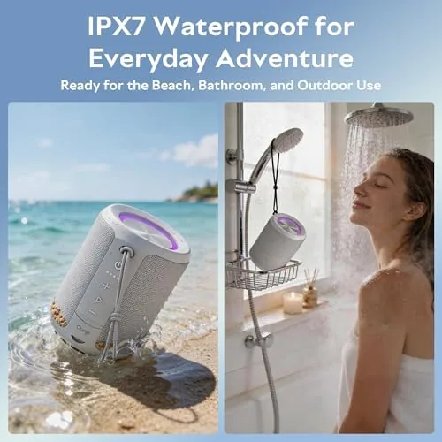The gray speaker submerged in a tub of water during testing