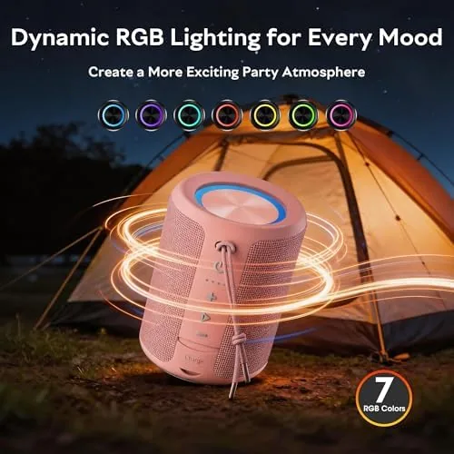 The pink speaker side by side with the JBL Go 4 and Anker Boost