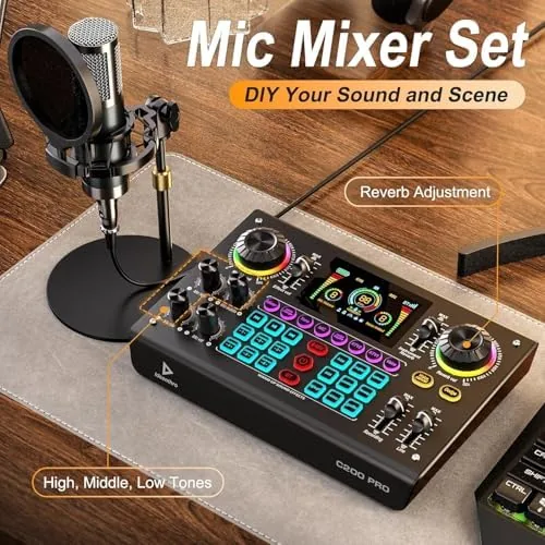 Close look at the Audio Mixer Podcast Equipment Bundle Live Sound Card with P15 build quality