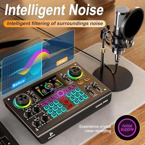 The Audio Mixer Podcast Equipment Bundle Live Sound Card with P15 in real use