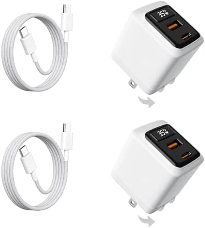 Overview of the 35W USB C Fast Charger 2-Pack, 2-Port Wall Charger with