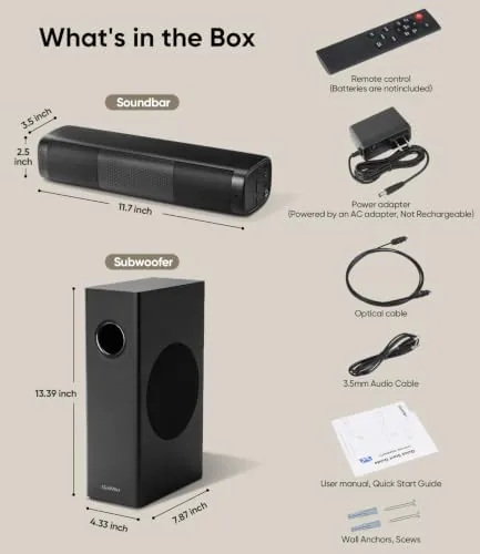 Testing the Saiyin 11.7" Sound Bar with Subwoofer, Deep Bass, Bluetooth/AUX/Optical | over two weeks