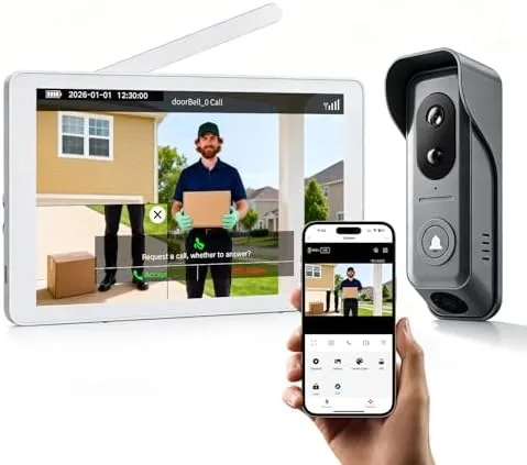 Overview of the WiFi Dual Cameras Video Doorbell with Monitor, Wireless Video Intercom