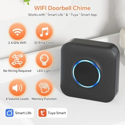 The chime connected to the companion app on a phone