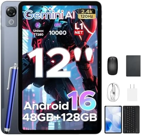 Overview of the P12 2026 Latest Android 16 Gaming Tablet, 12 Inch 120Hz