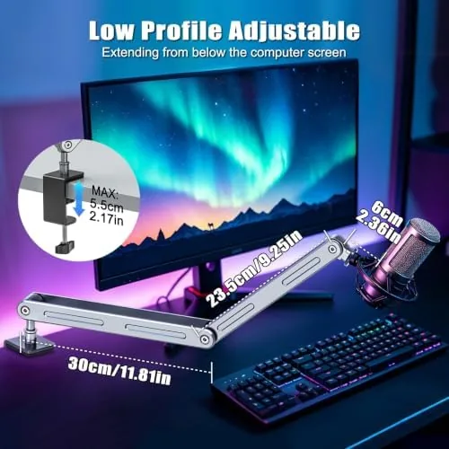 Close look at the Microphone Boom Arm, Low Profile Desk Mic Stand for Podcast/Stream/Record build quality
