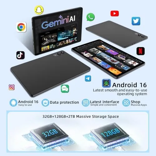 Detail shot of the Android 16 Tablet with Gemini AI, 11 Inch Tablets with features