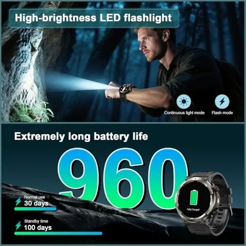 Close look at the Military Tactical Smart Watches for Men, 1.45" Smart Watch for build quality