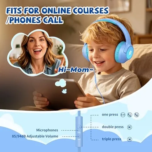 Close look at the Wired Headphones for Kids for School, 3.5mm Cord 85/94dB Volume build quality