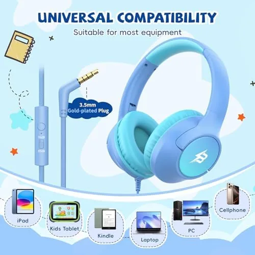 The Wired Headphones for Kids for School, 3.5mm Cord 85/94dB Volume in real use