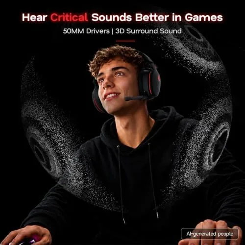 The headset connected wirelessly to a Switch console