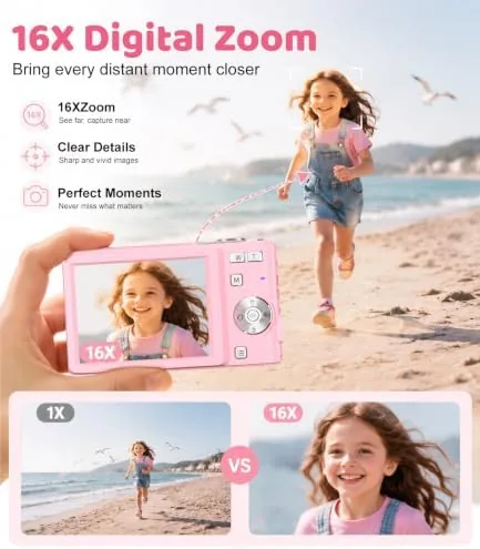 The camera being used by a young photographer outdoors