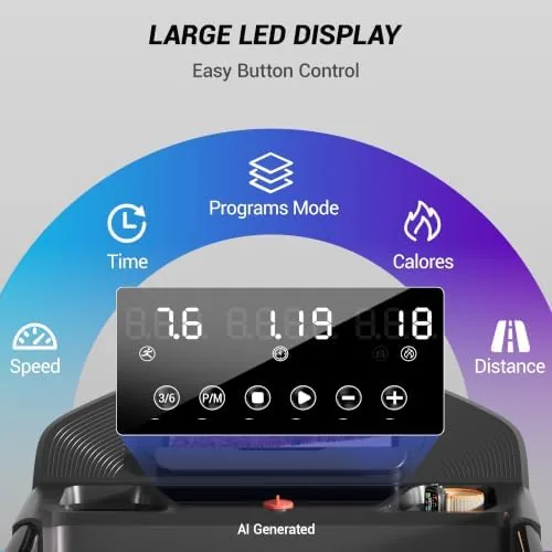 Three LED displays on the CURSOR treadmill console showing speed, time, and distance