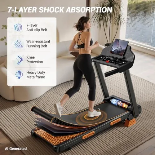 Treadmill deck lifted to its full 16 percent incline during a workout