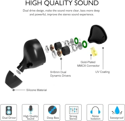 The in-Ear Monitor Wired Earphones with Tesla Dual Dynamic Drivers, 3.5mm in real use