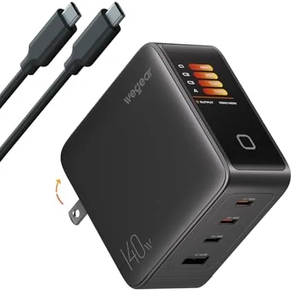 140W GaN USB C Charger Block, 4-Port PD3.1 Fast Wall Charger with Smart Display Review: Tested and Rated