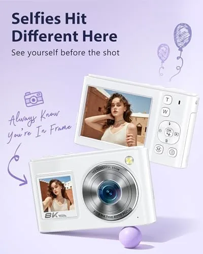 Close up of the front facing screen showing a selfie preview next to the lens
