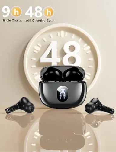 Detail shot of the Wireless Earbuds Deep Bass Sound Ear Buds, Bluetooth 5.3 Headphones features