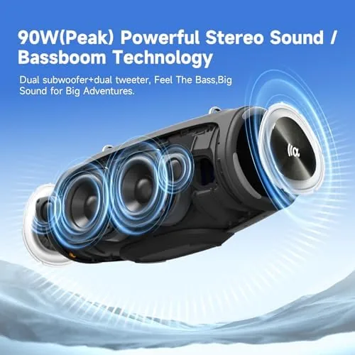 Close look at the TAZATA Outdoor Bluetooth Speakers, 90W Portable Bluetooth Speaker with Bass build quality