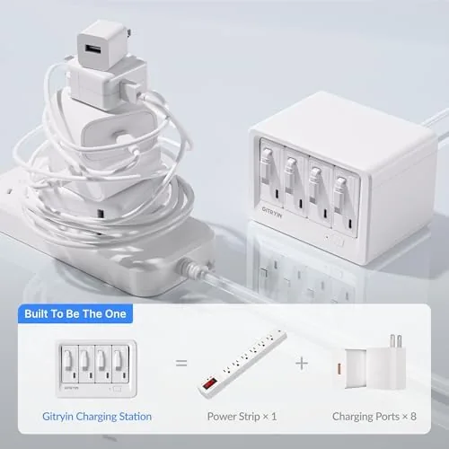 Another view of the 12-in-1 Desktop Charging Station, 260W USB Retractable GaN Charger |