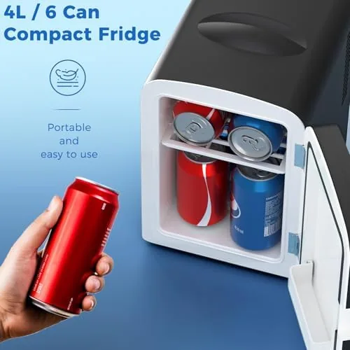 Close look at the Antarctic Star 4L/6 Can Portable Compact Refrigerator for Bedroom,Car,Office & build quality
