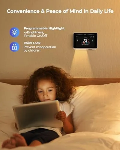 The companion app on a phone showing the temperature and schedule controls for the thermostat