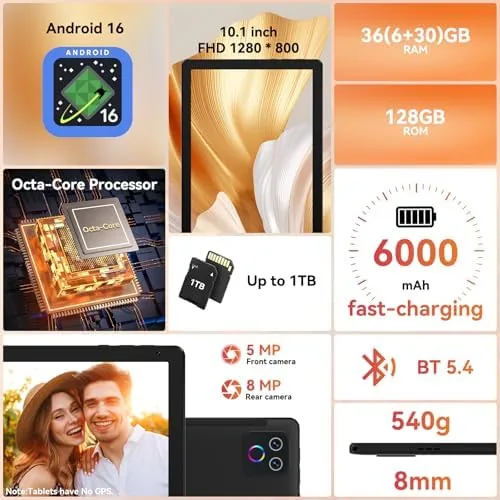 Close look at the URAO Tablet,10.1" Android 16 Tablet Octa-core 36GB+128GB Dual Camera | build quality