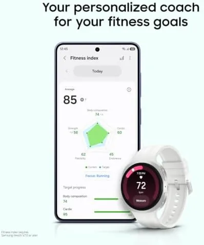 Detail shot of the Samsung Galaxy Watch9, Graphite, 40mm Bluetooth Smartwatch | AI Assistant features