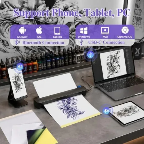 The Portable Tattoo Stencil Printer, Bluetooth Thermal Transfer Printer | for in real use