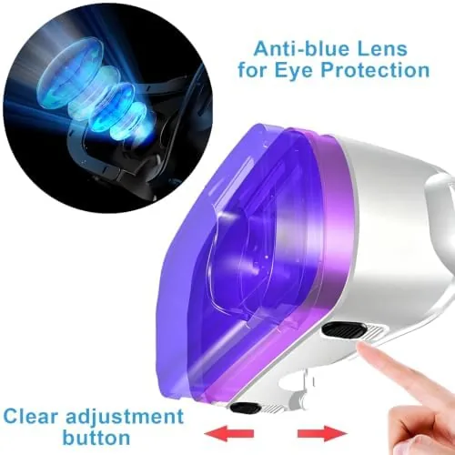 Adjustable focus dial and lens distance slider on the VR goggles