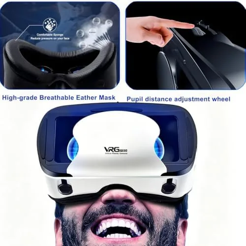 Phone VR headset and controller laid flat for travel