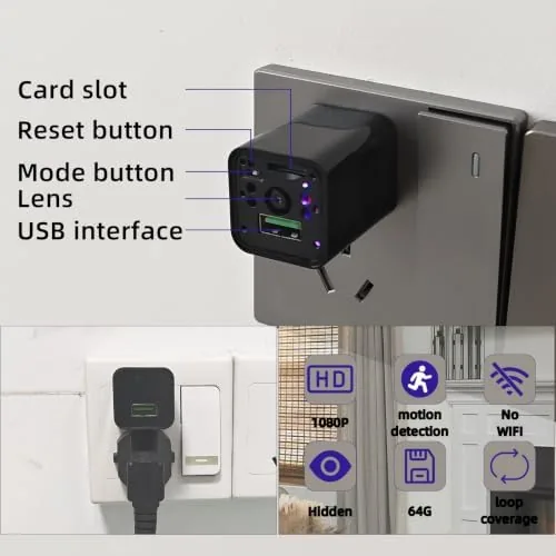 Close look at the HD 1080P USB Charger Hidden Camera, 64GB Spy Nanny Cam build quality