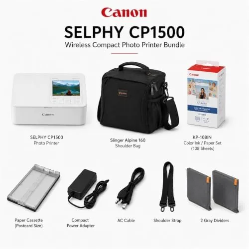The Canon SELPHY CP1500 Wireless Printer with KP-108IN Ink, Paper & in real use