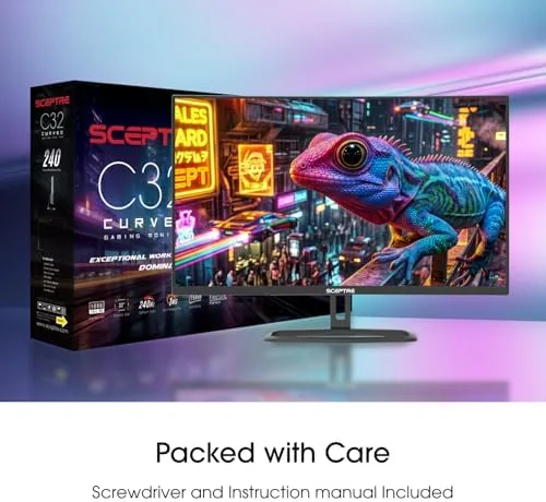Detail shot of the New! Sceptre Curved 32 inch Prime Gaming Monitor 1080p 1500R features