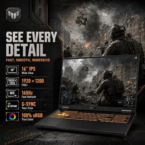 Gaming session running a modern title on the TUF F16 at high settings