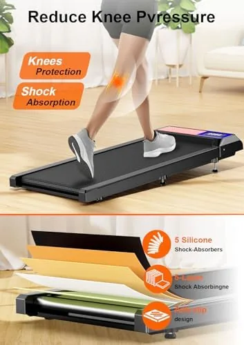 Walking pad stored upright against a wall after the workday