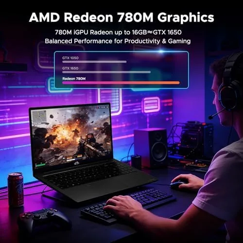 Detail shot of the NIMO 15.6 Light Gaming-Creator-Laptop, 8-Core AMD R7-8745HS 16GB RAM 1TB features