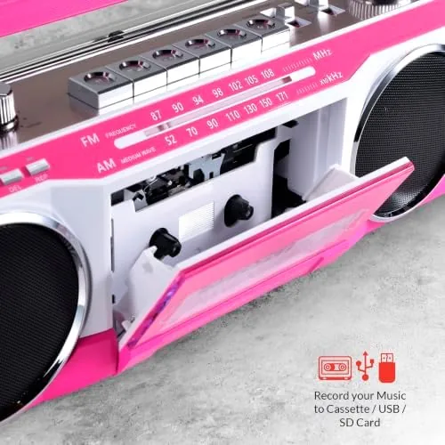 Close look at the aiwa Streetjam Retro Boombox Cassette Player & Recorder, Bluetooth 5.3 build quality