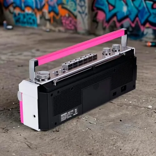 Another view of the aiwa Streetjam Retro Boombox Cassette Player & Recorder, Bluetooth 5.3