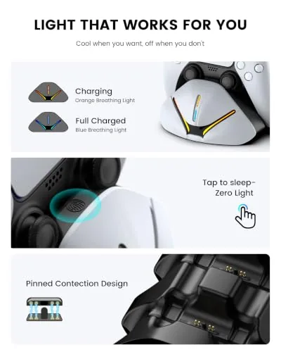 DualSense Edge controller docked in the charger station
